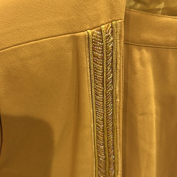 DESIGNER 3 Piece Suit Skirt, Shirt and Blazer Embroidered Mustard Jacket 14 - Picture 3 of 6